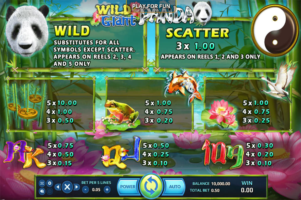 Wild Giant Panda Paytable